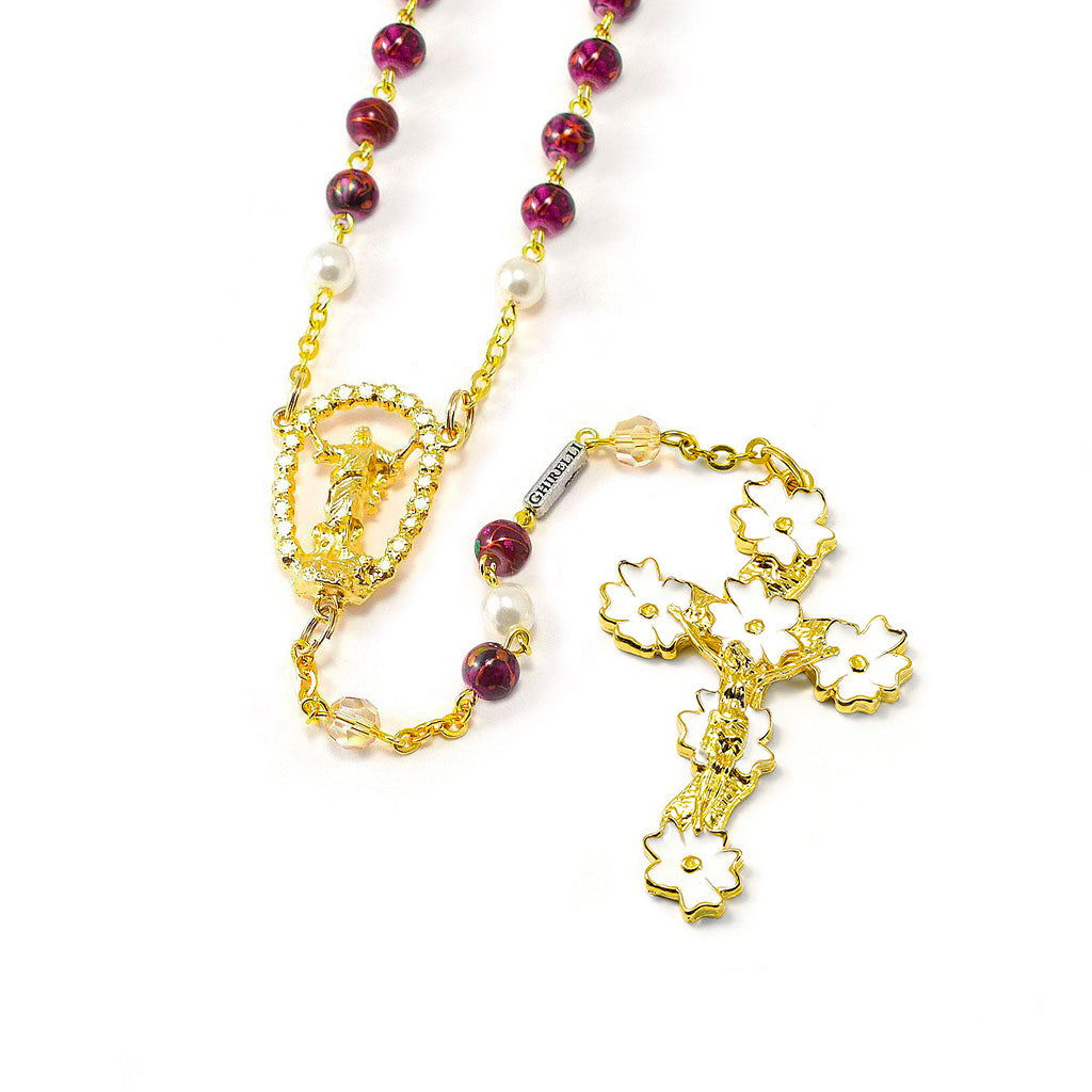 Holy Easter Gold Rosary with crystal beads