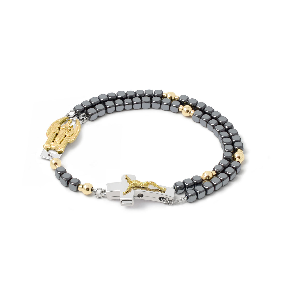 DEVOTIONAL ROSALET® - SQUARE POLISHED HEMATITE BEADS