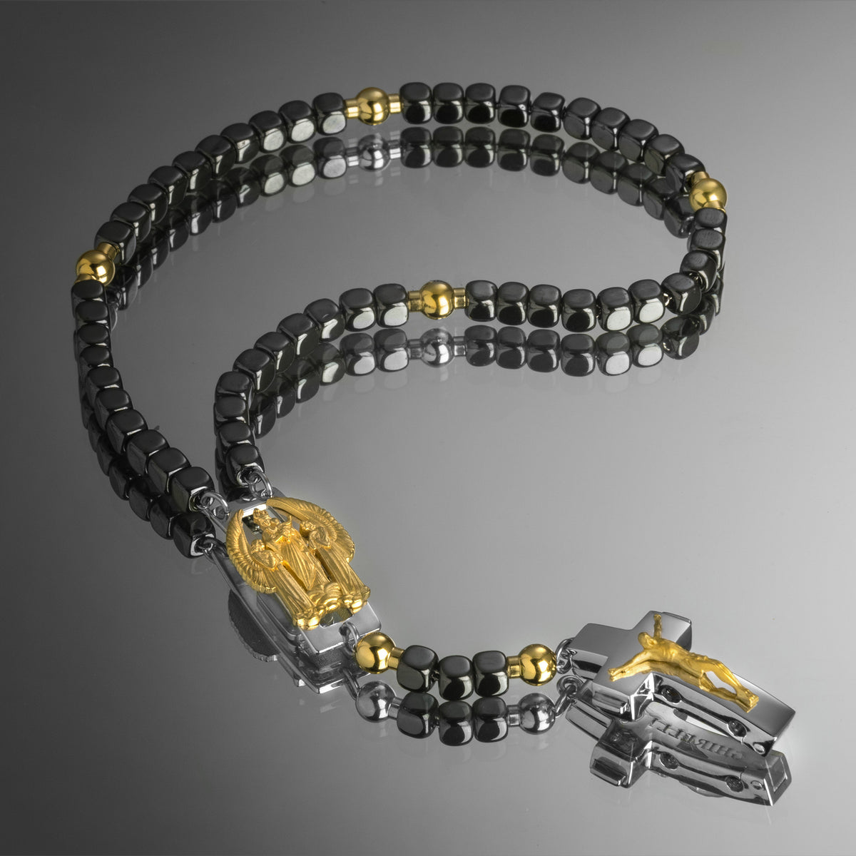 DEVOTIONAL ROSALET® - SQUARE POLISHED HEMATITE BEADS