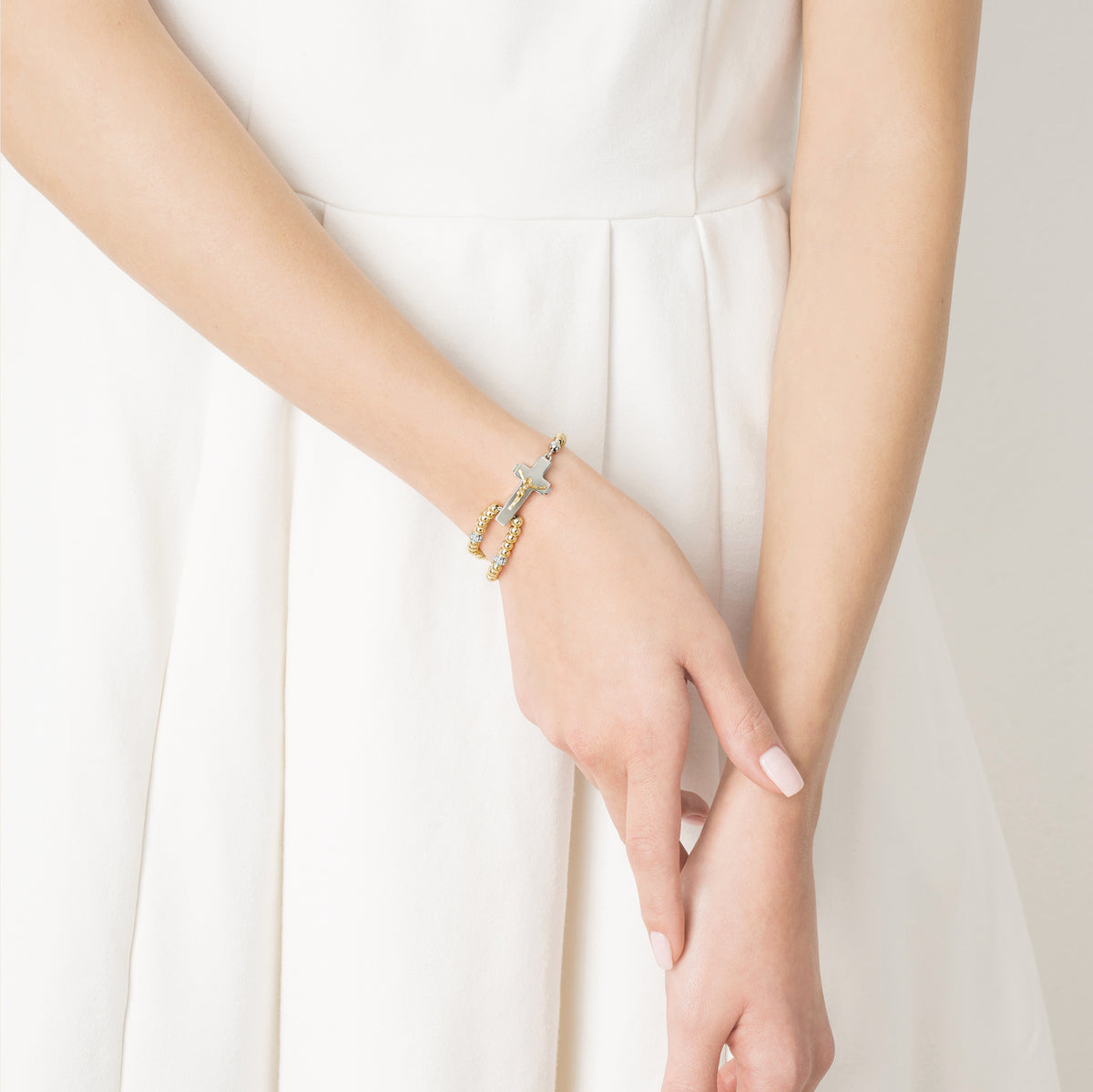 ROSALET® ROUND GOLD BEADS, STERLING SILVER & PAVE PATER, TRADITIONAL