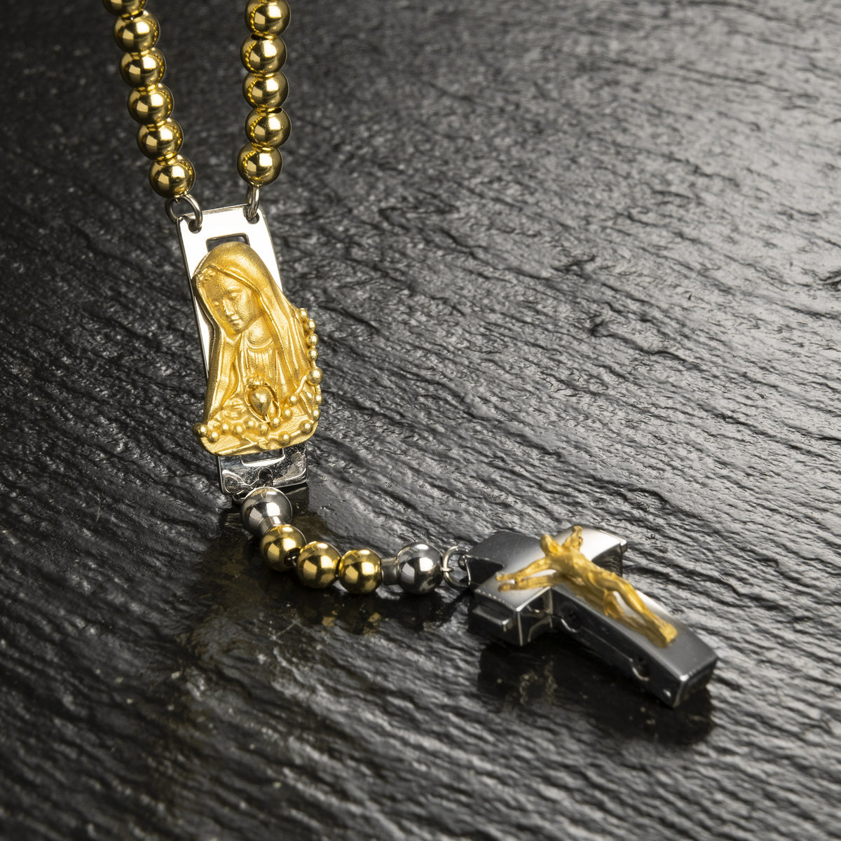 DEVOTIONAL ROSALET® - ROUND GOLD BEADS