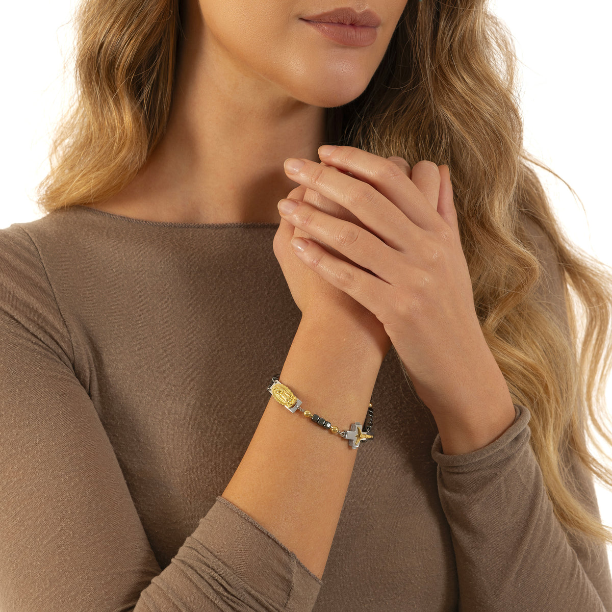 DEVOTIONAL ROSALET® - SQUARE POLISHED HEMATITE BEADS