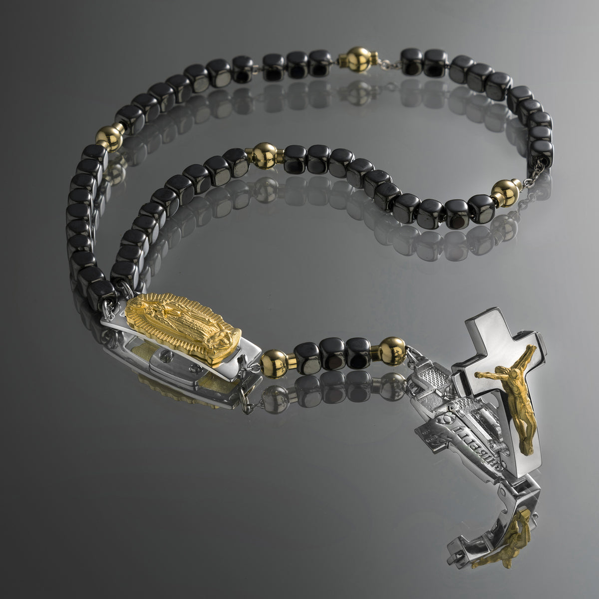 DEVOTIONAL ROSALET® - SQUARE POLISHED HEMATITE BEADS