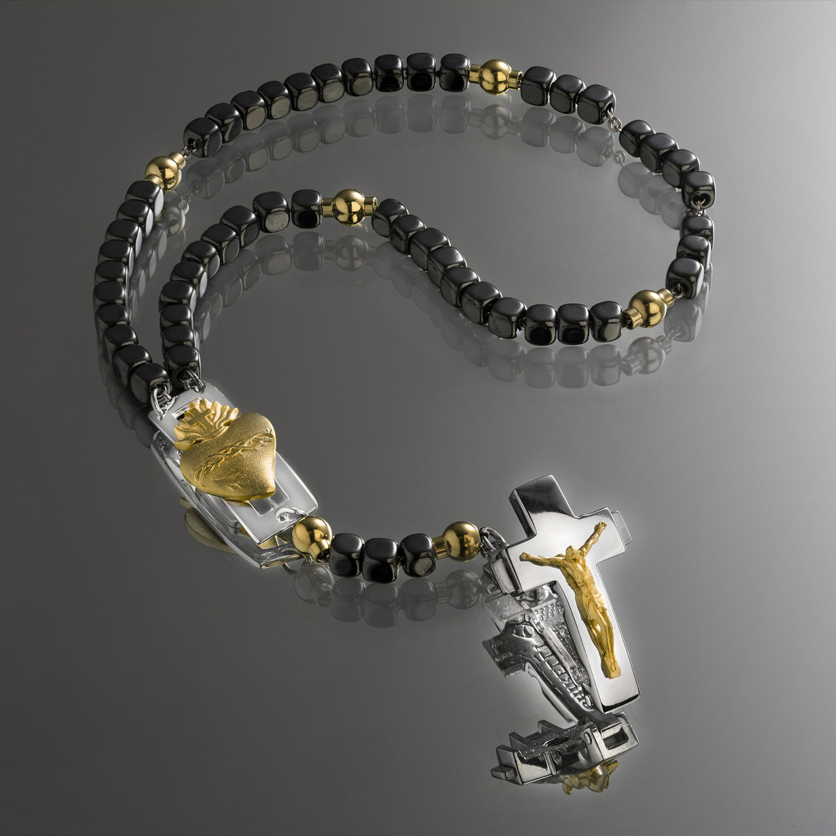 DEVOTIONAL ROSALET® - SQUARE POLISHED HEMATITE BEADS