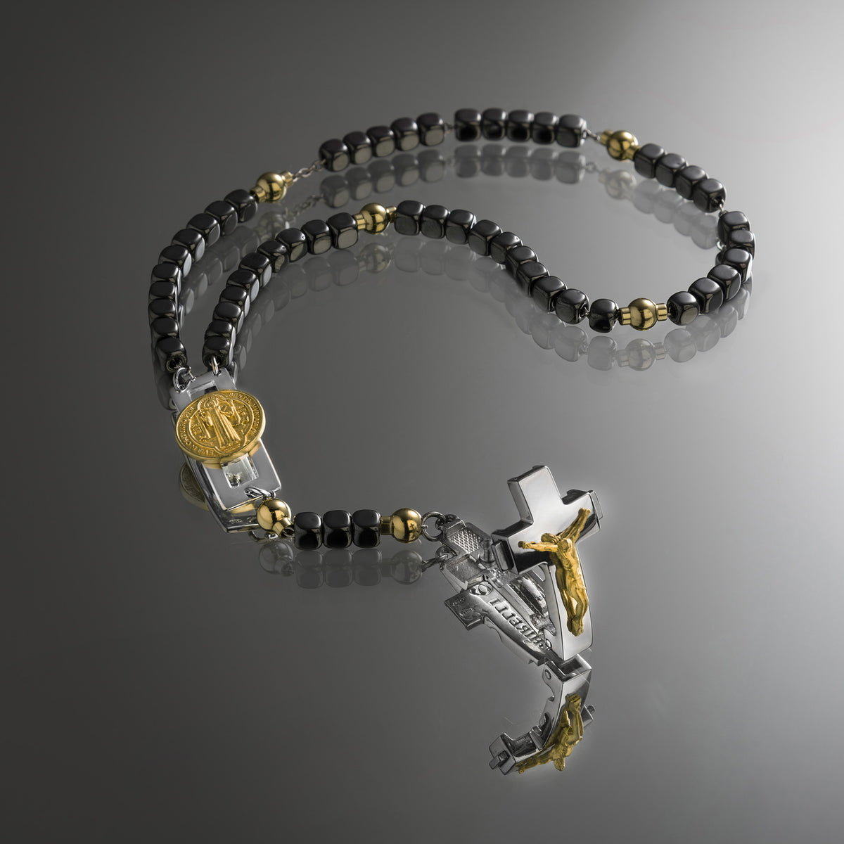 DEVOTIONAL ROSALET® - SQUARE POLISHED HEMATITE BEADS