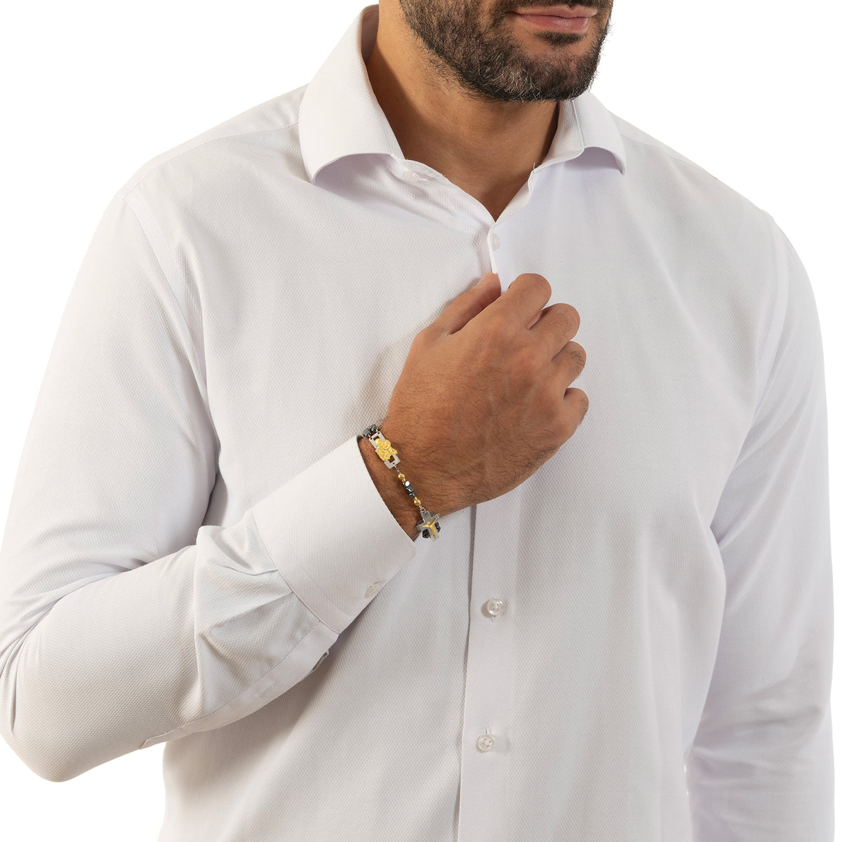 DEVOTIONAL ROSALET® - SQUARE POLISHED HEMATITE BEADS