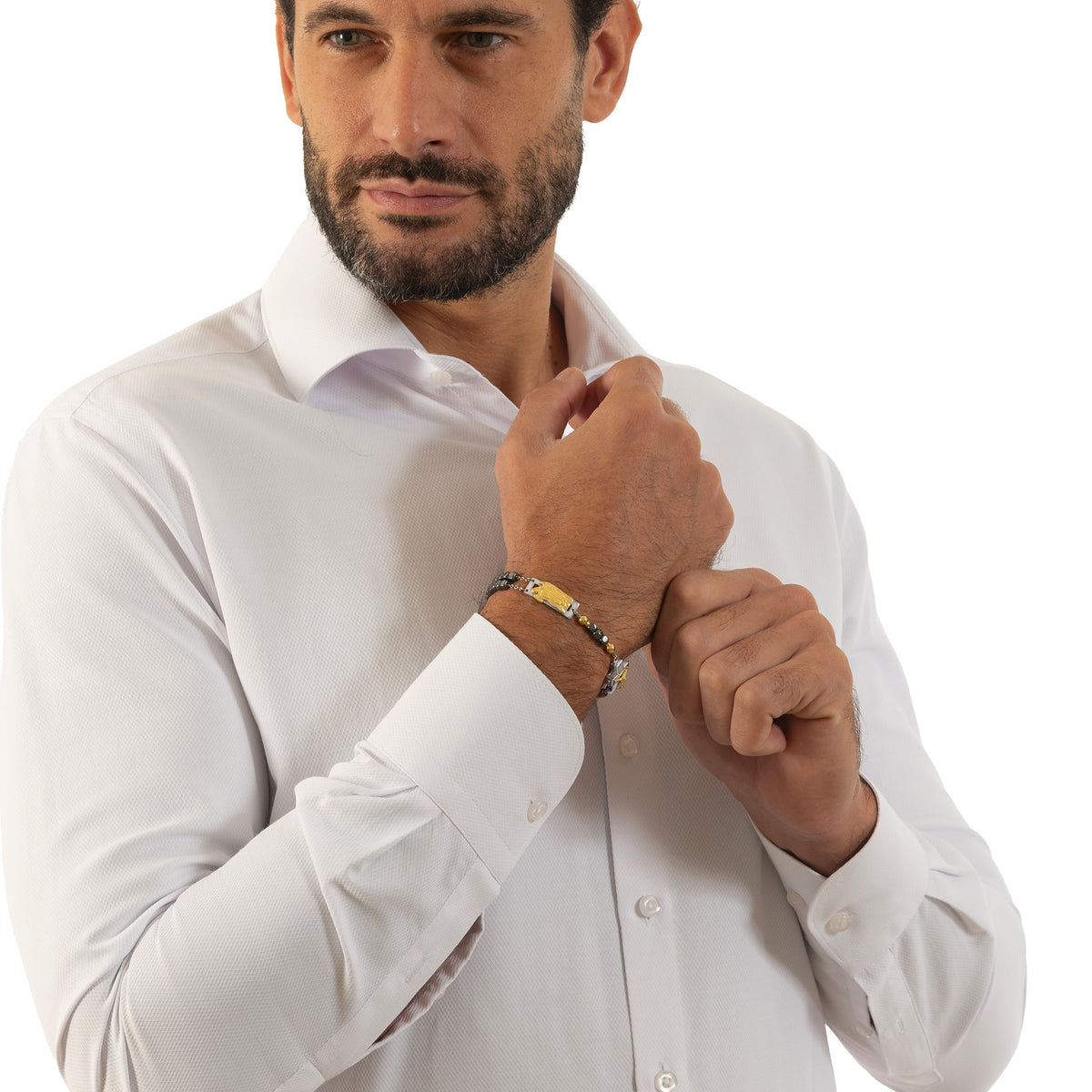 DEVOTIONAL ROSALET® - SQUARE POLISHED HEMATITE BEADS