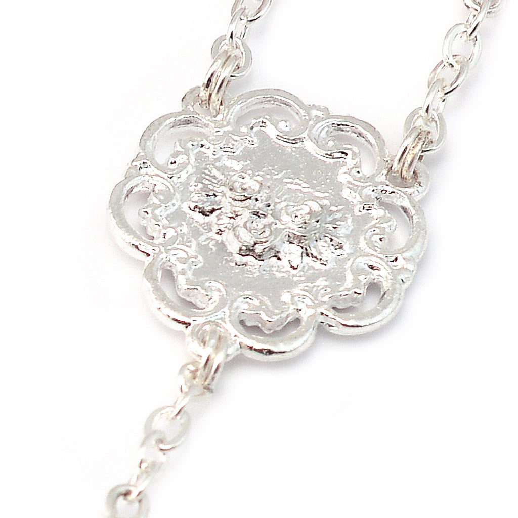 Mary's Motherly Love Collection Aurora Borealis Red & Silver Rosary