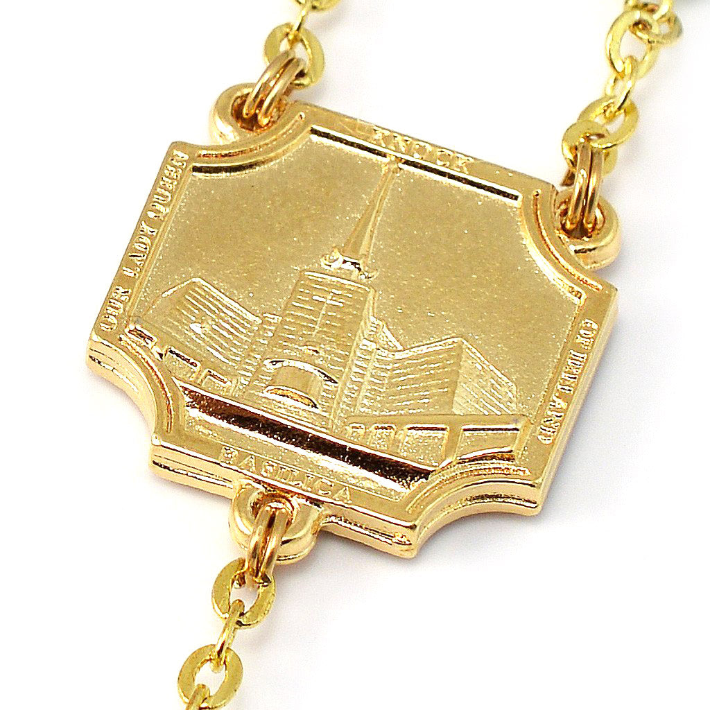 Knock Apparition Celtic Emerald & Gold Rosary - 7mm