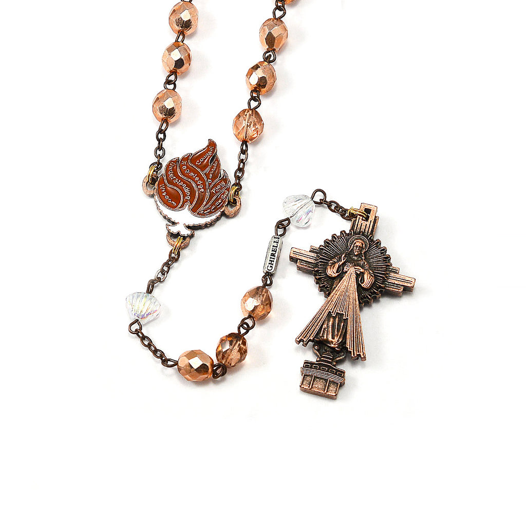 RCIA Rosary with Copper Crystal and Flame