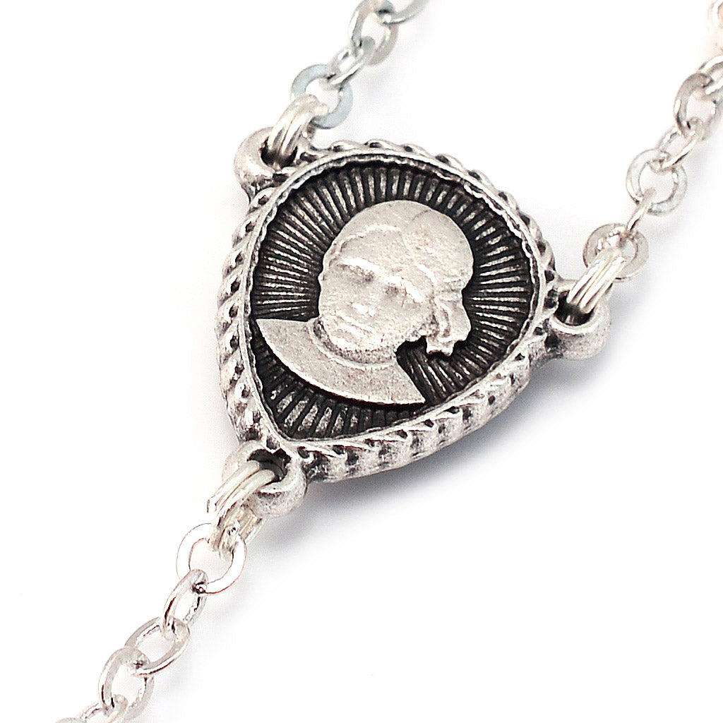 Saint Jacinta Marto Sky Blue & Silver Rosary