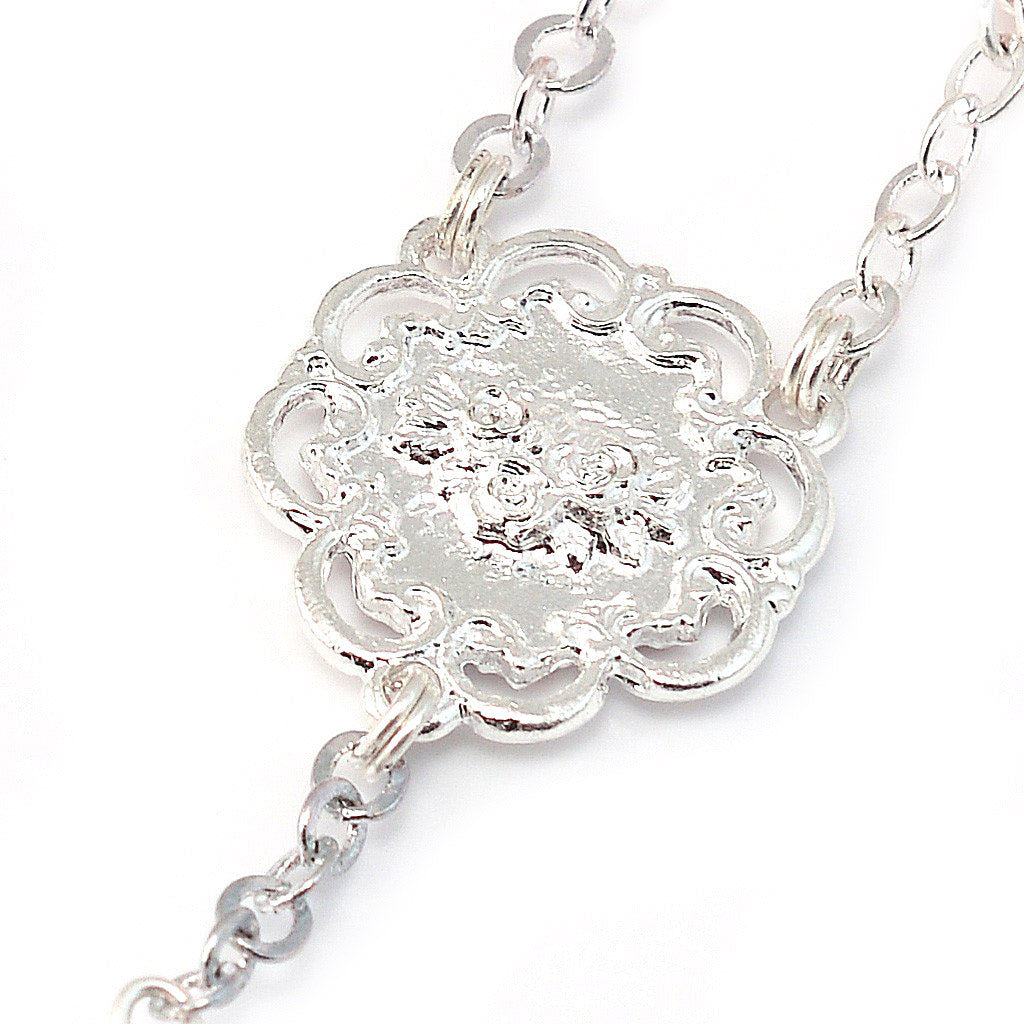 Mary's Motherly Love Collection Blush & Silver Rosary - 8mm