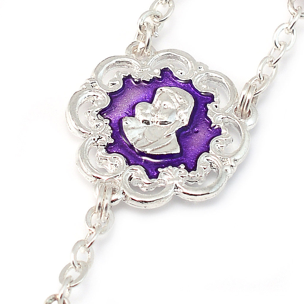Mary's Motherly Love Collection Lilac & Silver Rosary