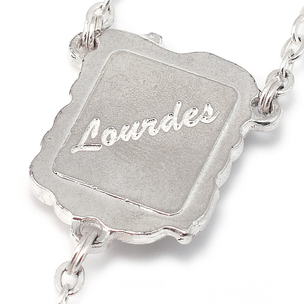 Lourdes Lily White, Red & Silver Enameled Rosary