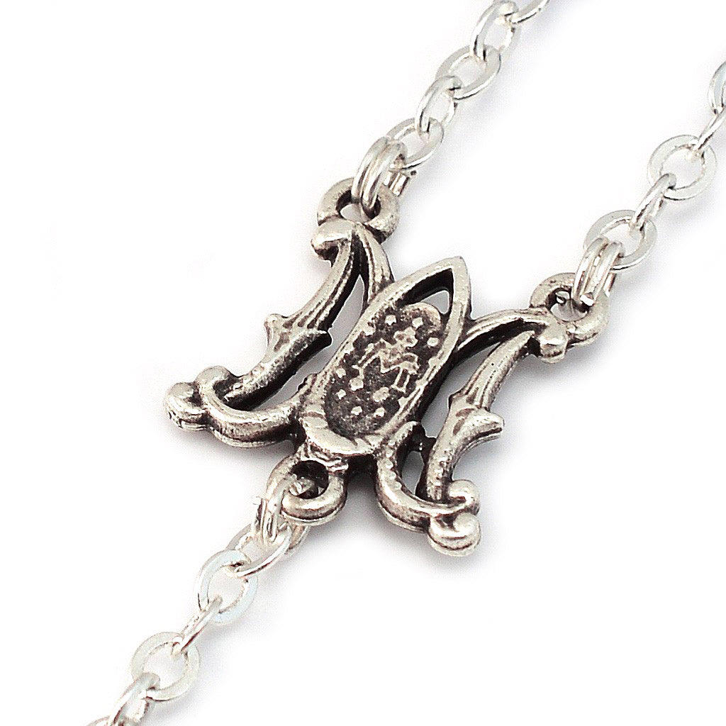 Miraculous Medal Blue Floral & Roses Rosary