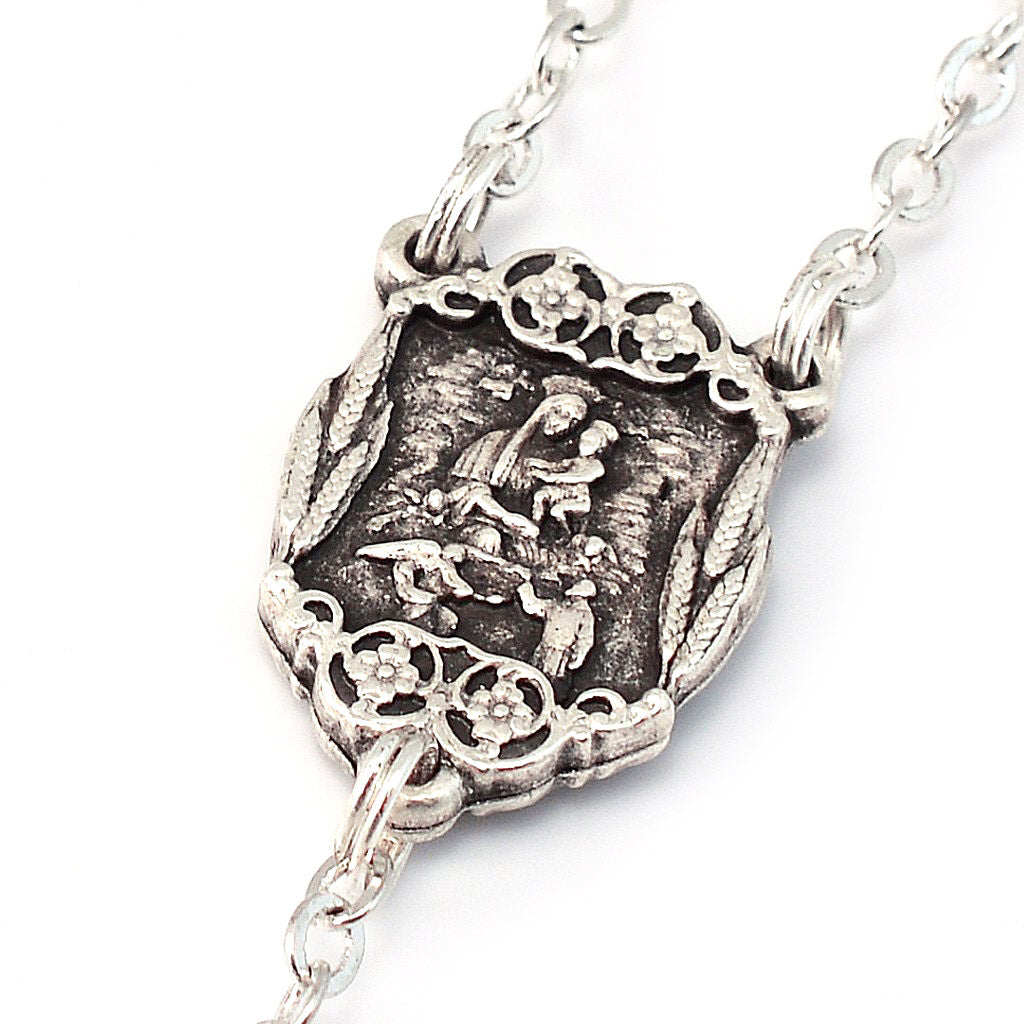 Saint Pio of Pietrelcina White & Silver Rosary