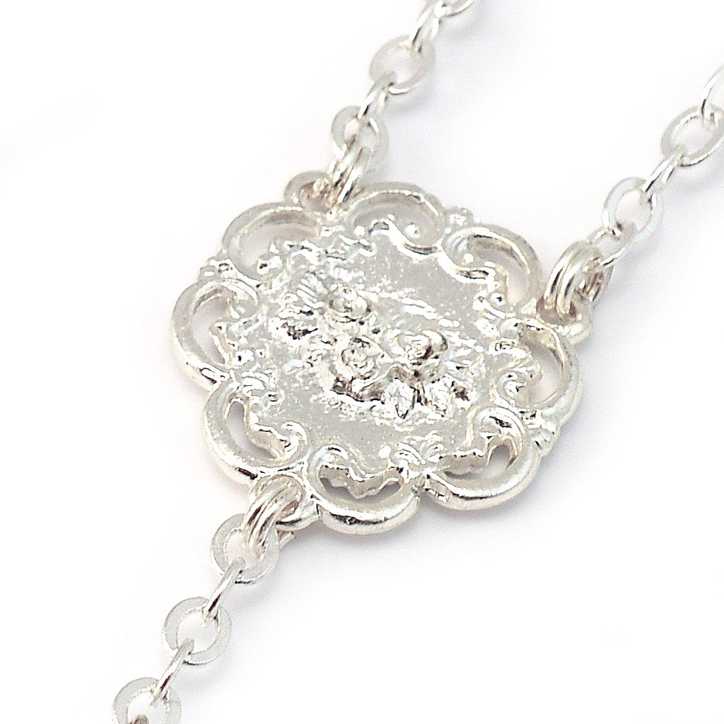 Mary's Motherly Love Collection Sky & Silver Rosary with Silver Caps