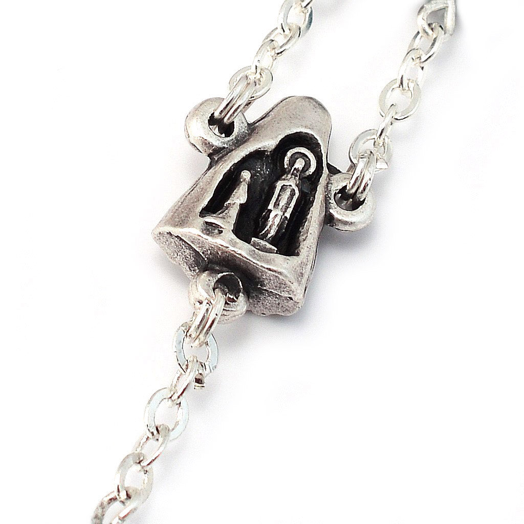 Lourdes Grotto Mauve & Silver Aurora Borealis Rosary