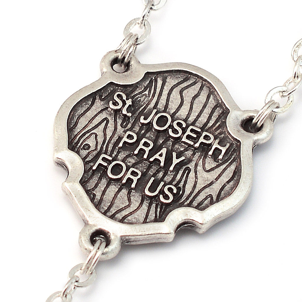 Saint Joseph Rosary in Silver