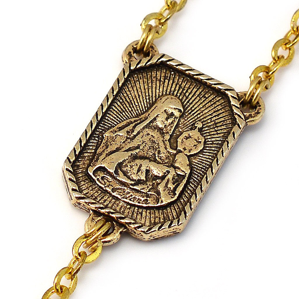 Saint Francis and Saint Clare of Assisi Gold Rosary