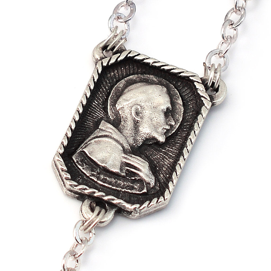 Saint Francis and Saint Clare of Assisi Wood & Silver Rosary