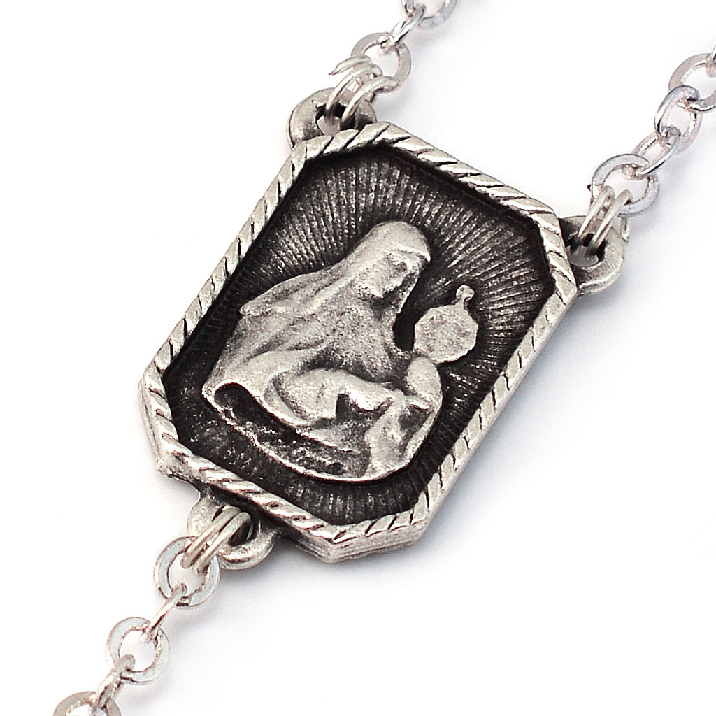 Saint Francis and Saint Clare of Assisi Rosary Black Wood & Silver