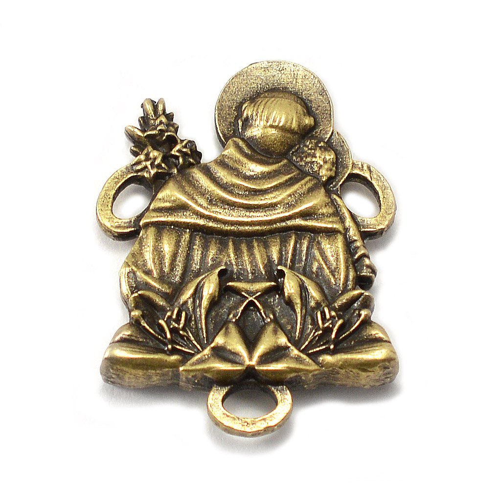 Saint Anthony Rosary in Antique Bronze and Olive Wood Beads