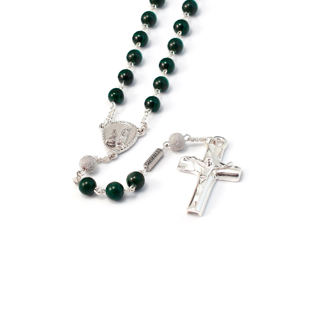 Precious Malachite & Sterling Silver Rosary