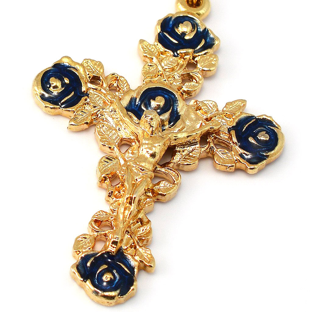 Lourdes Grotto Cloisonne Floral & Gold Rosary