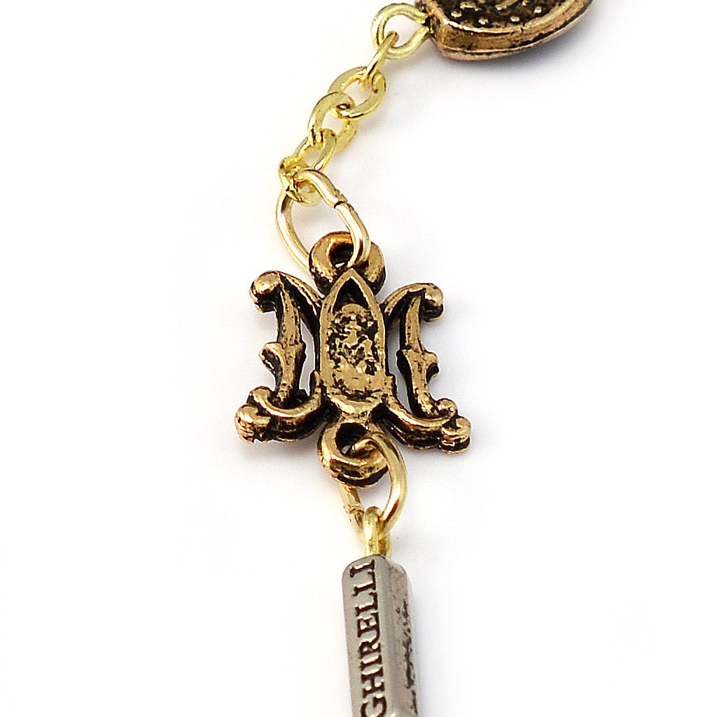 Religious bracelet with Miraculous Medal beads in gold finish