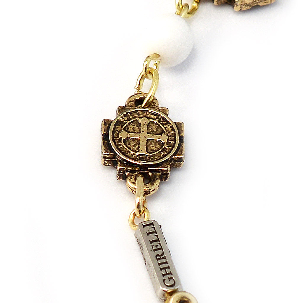 Antique gold Saint Benedict bracelet with cross pendant