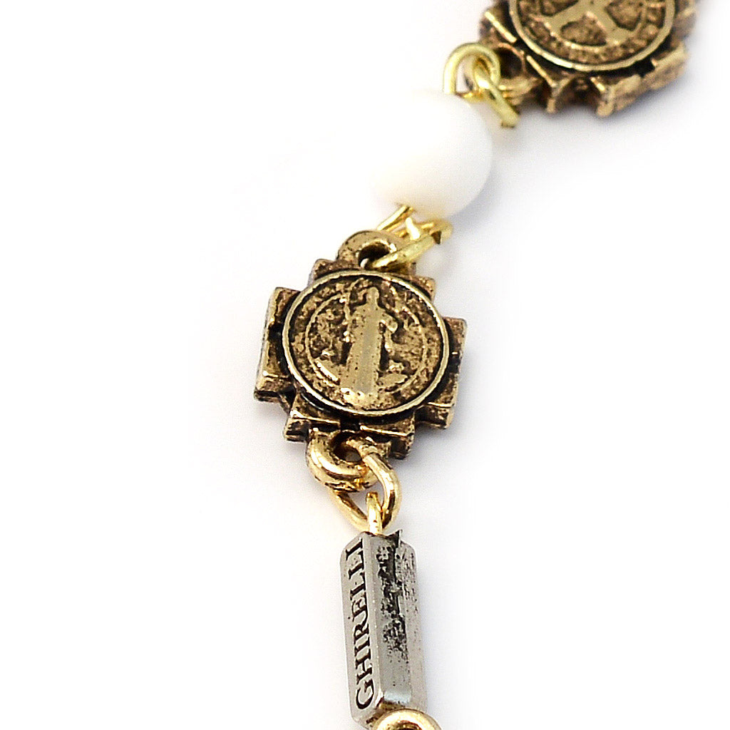 Catholic bracelet with St. Benedict medals in gold plated finish