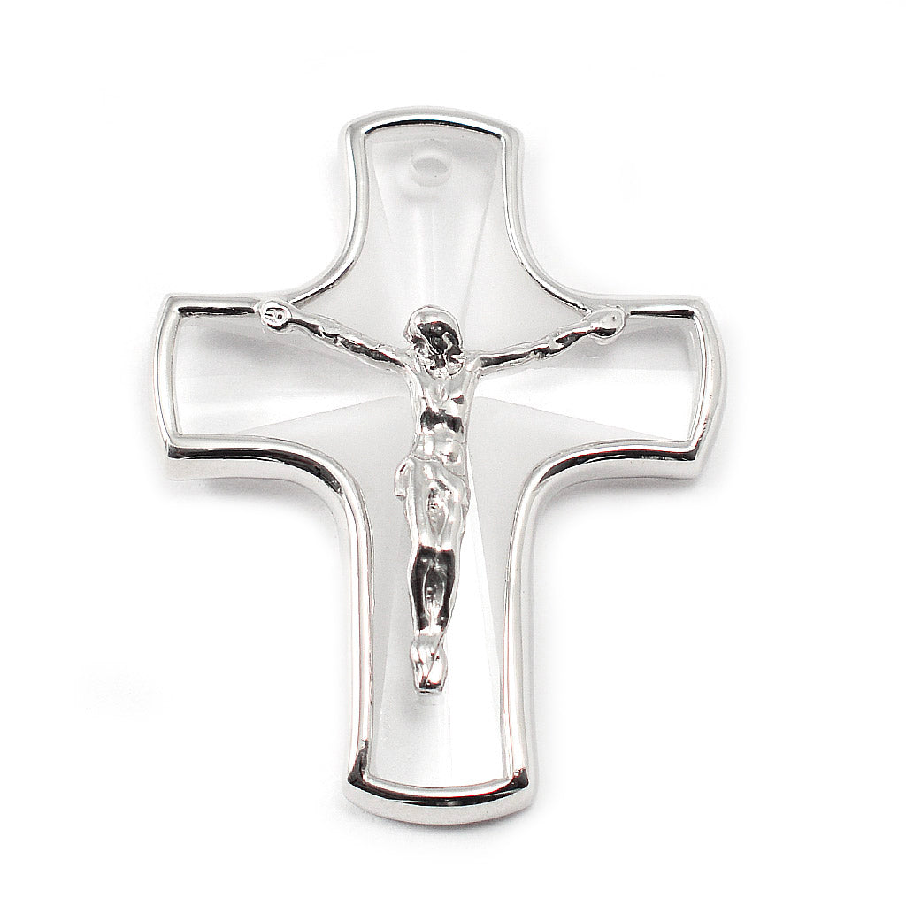 Crystal Cross Pendant with Sterling Silver, Large