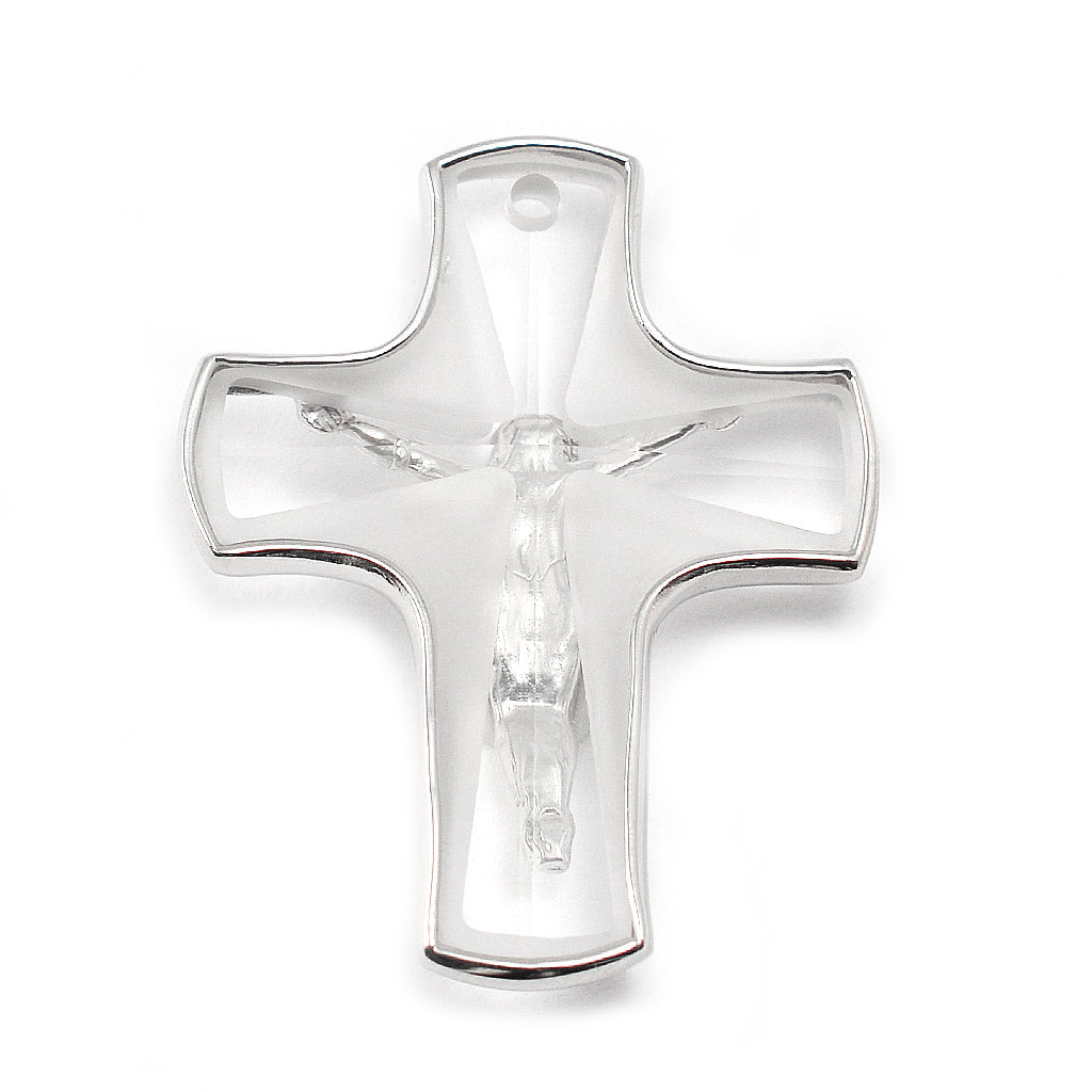 Crystal Cross Pendant with Sterling Silver, Large