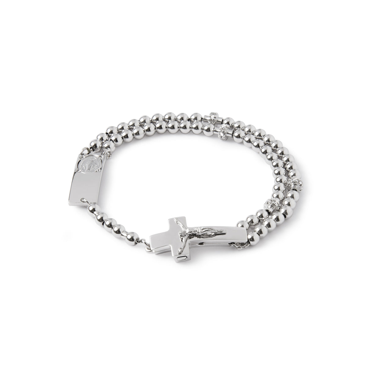 ROSALET® ROUND RHODIUM BEADS, STERLING SILVER & PAVE PATER, TRADITIONAL