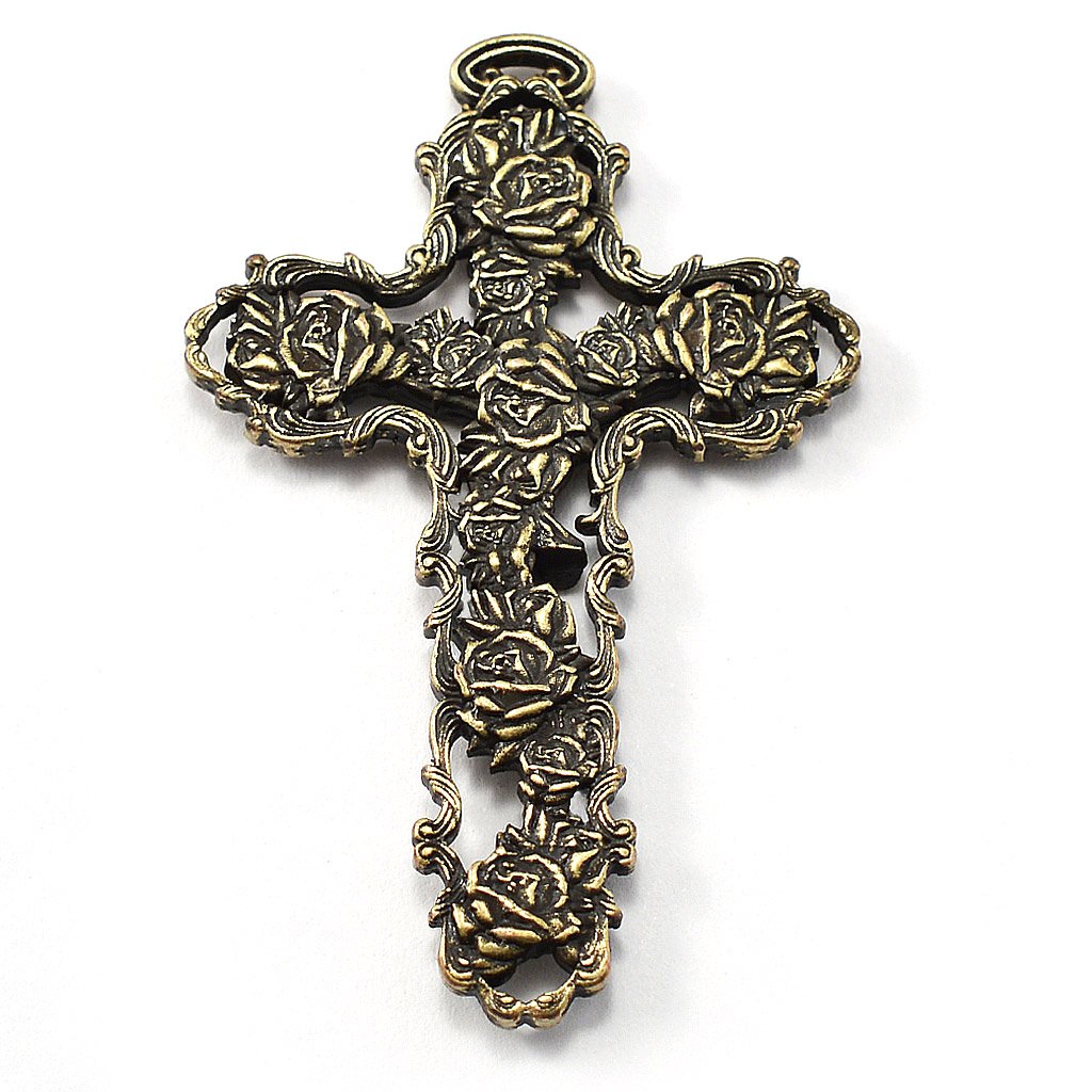 Saint Anthony Rosary in Antique Bronze and Pink Bohemian Glass Beads by Ghirelli