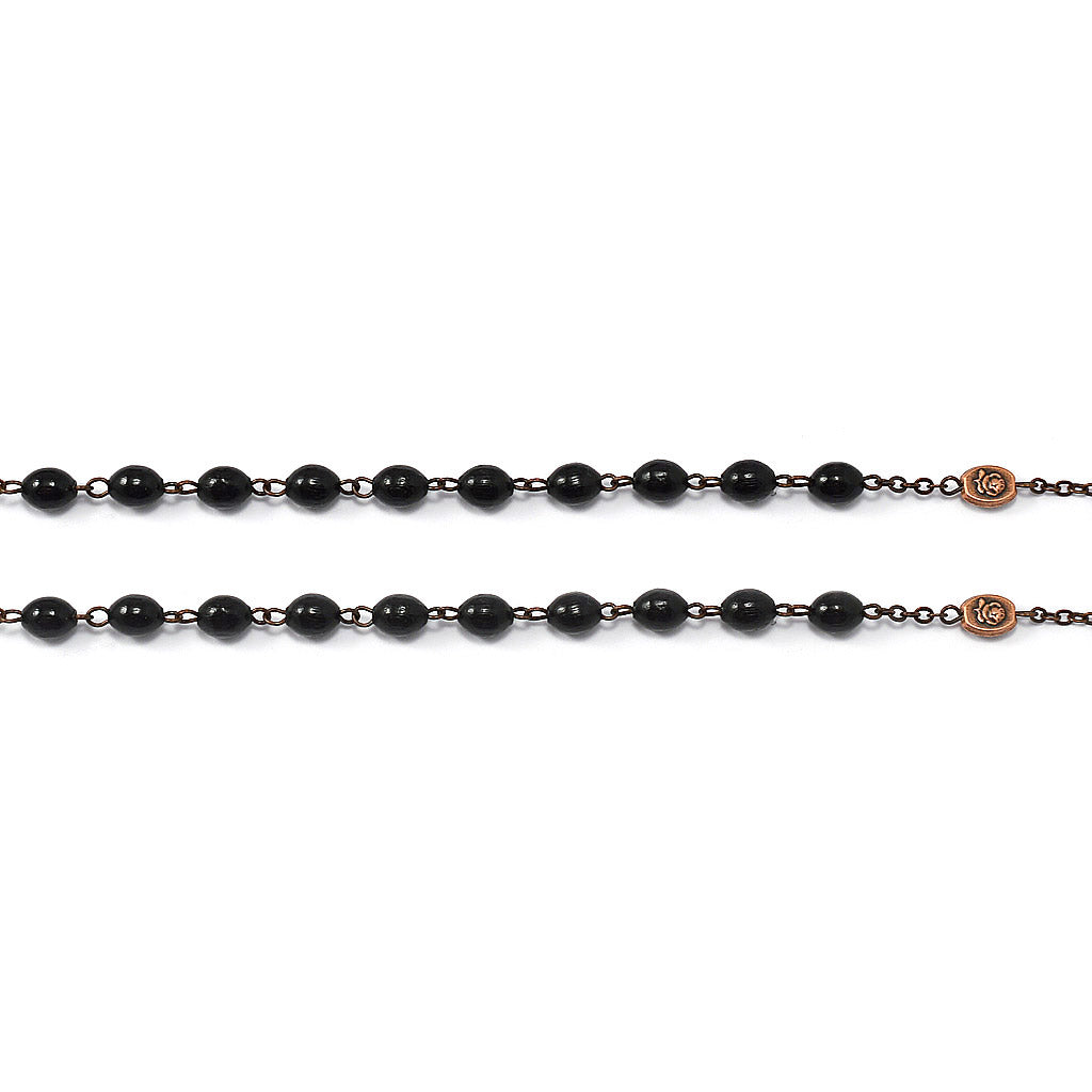Our Lady of Fatima Rosary with Italian Wood Black Beads