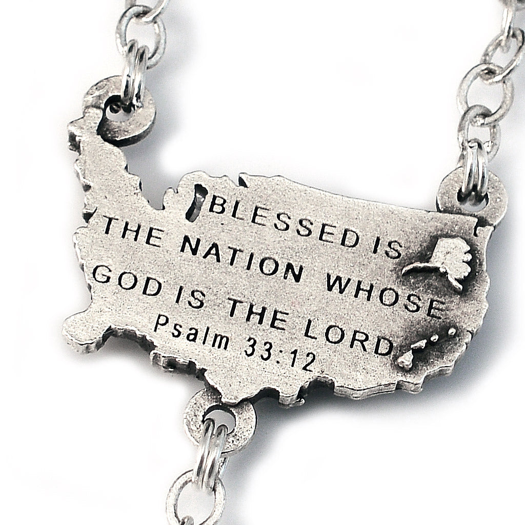 The USA Rosary in Antique Silver with 50 States Beads