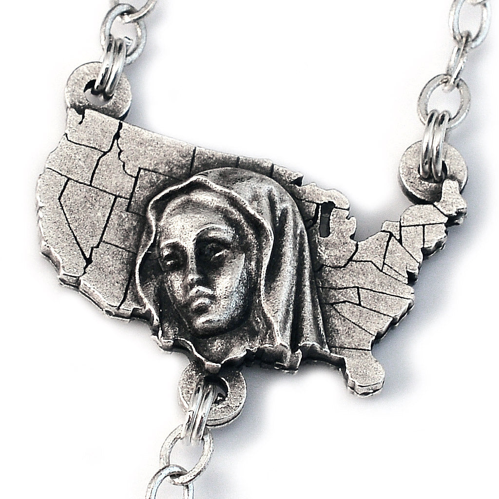 The USA Rosary in Antique Silver with 50 States Beads
