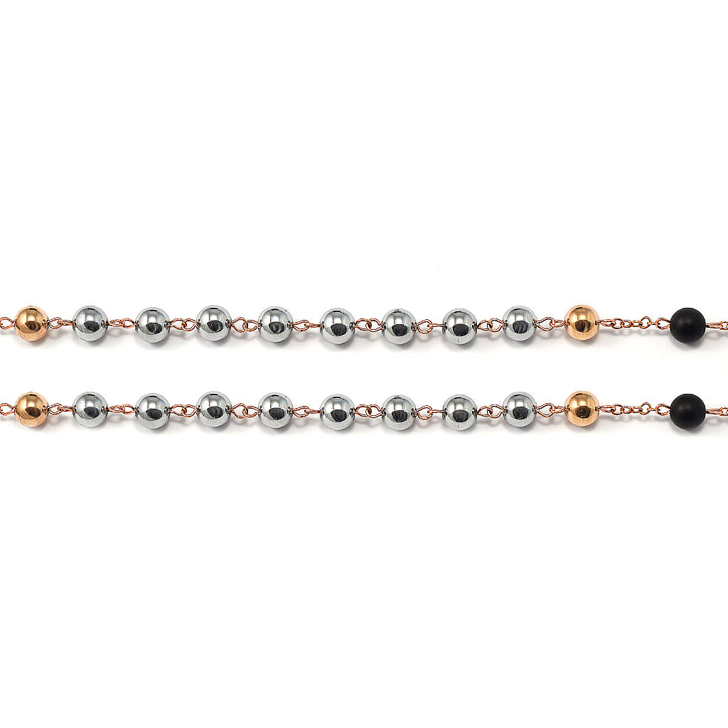 Saint Joseph Rosary in Copper, Silver & Hematite