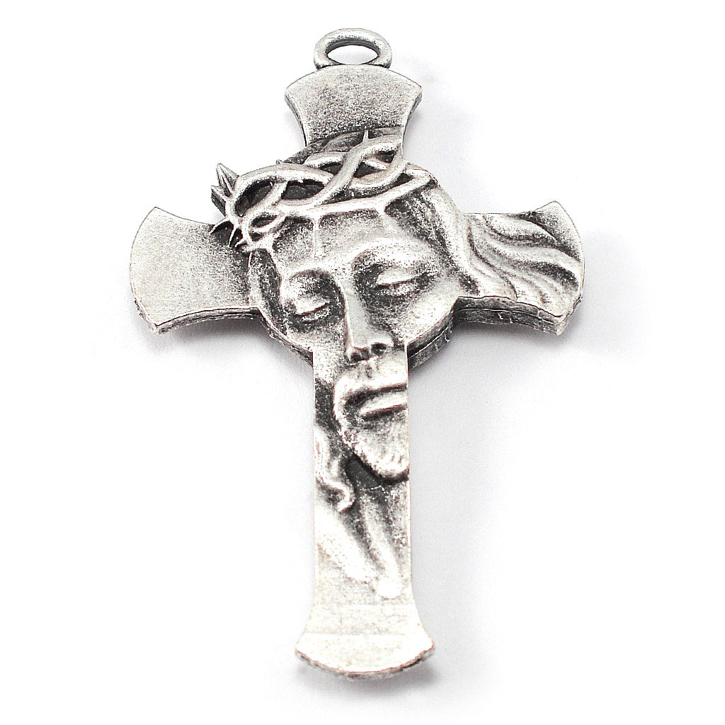 Saint Anthony Rosary in Antique Silver and Black Glass Beads