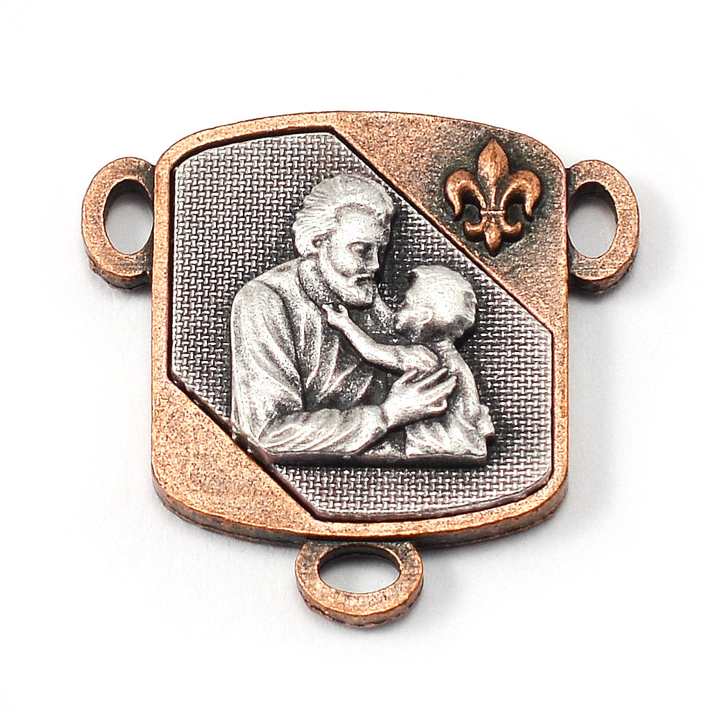 Saint Joseph Rosary in Copper, Silver & Hematite