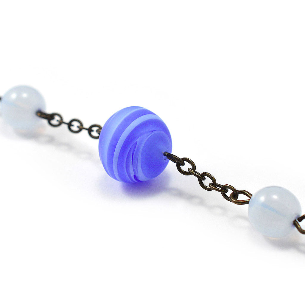 Medjugorje Queen of Peace Rosary with Genuine Murano Bead, Blue