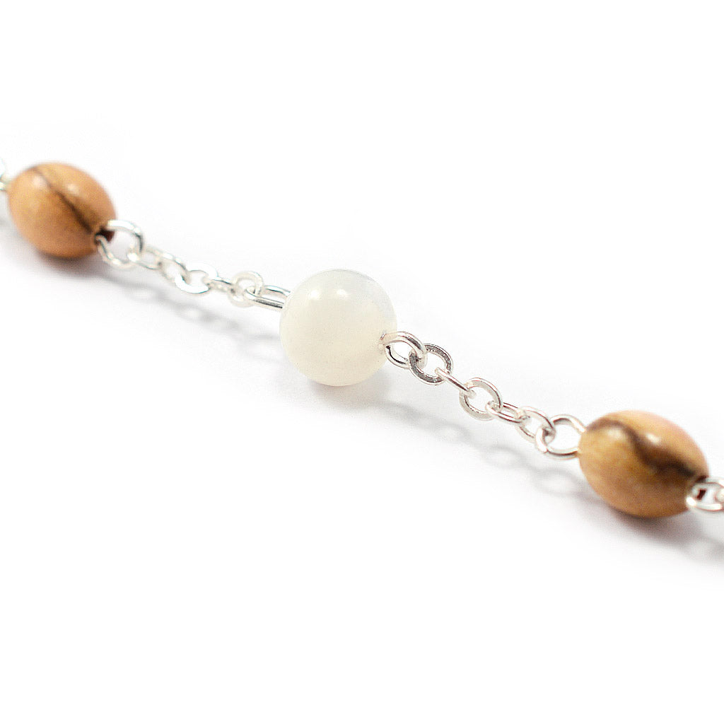 The Holy Mass Rosary with Italian Olivewood and Mother of Pearl Beads