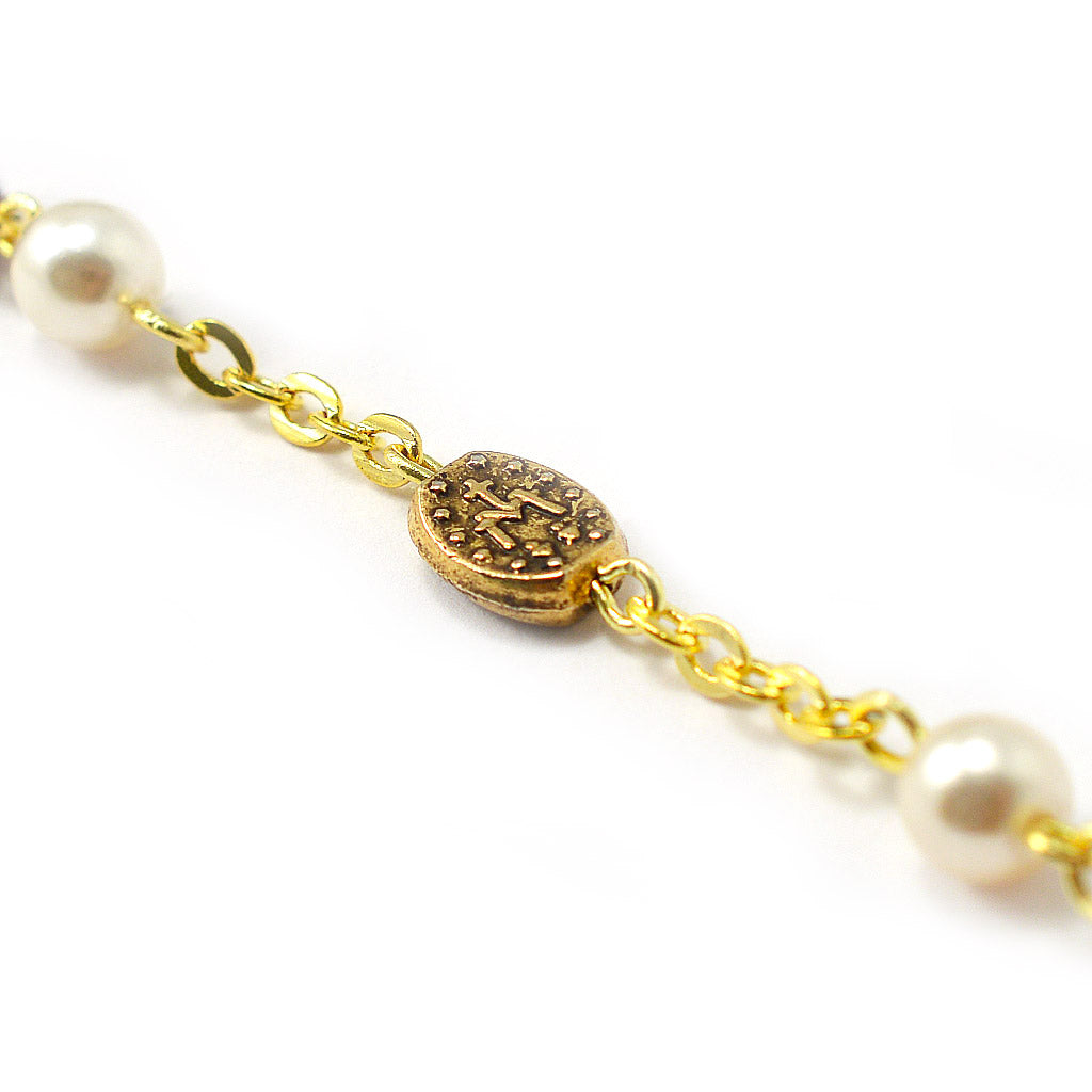 Our Lady of the Miraculous Medal Rosary in Burgundy & Antique Gold