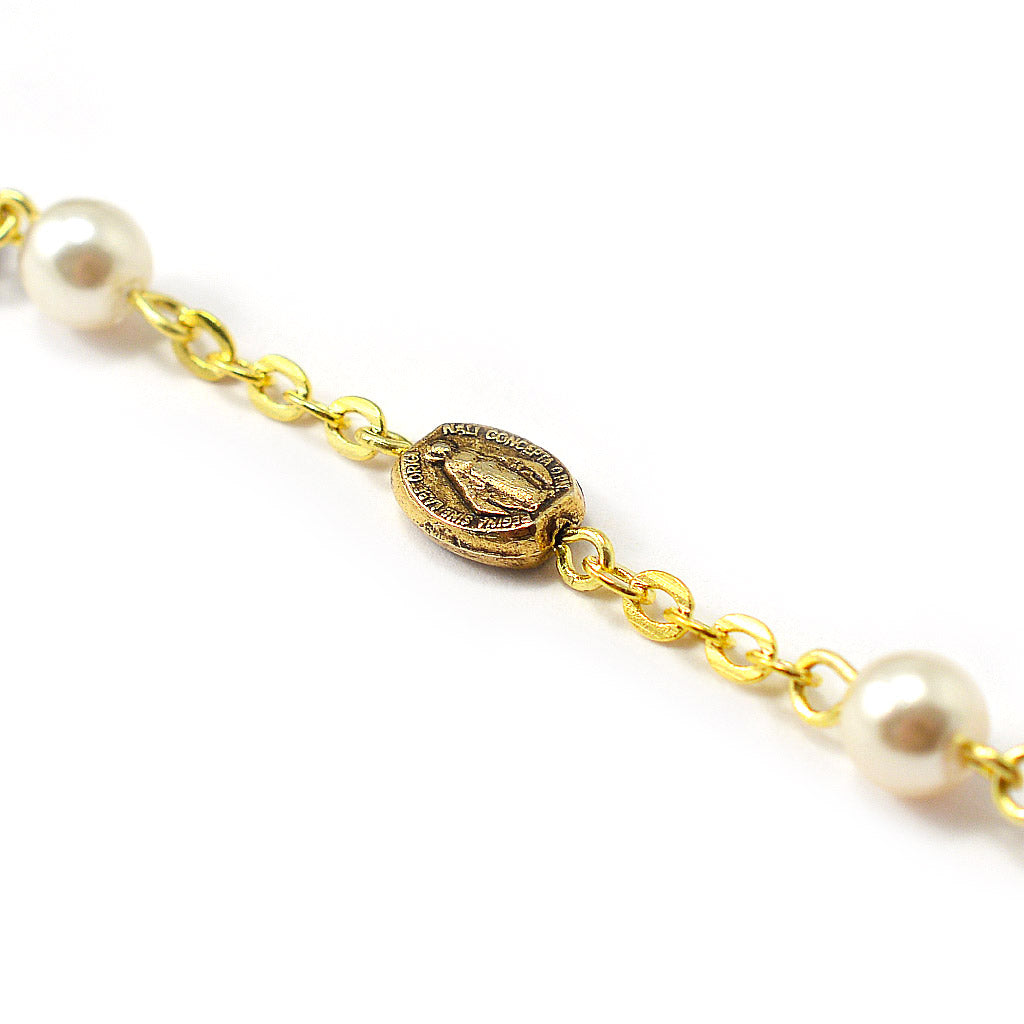 Our Lady of the Miraculous Medal Rosary in Burgundy & Antique Gold