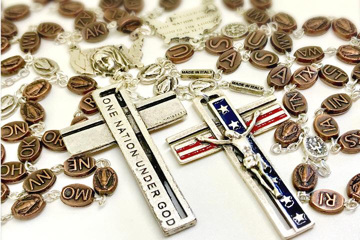 USA Flag Cross Keychain - The ACTS Mission Store