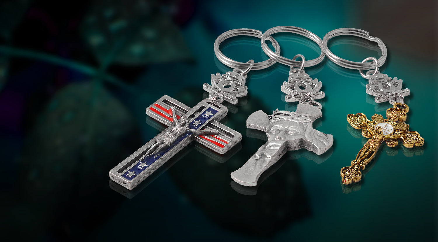 Crucifix keychain deals