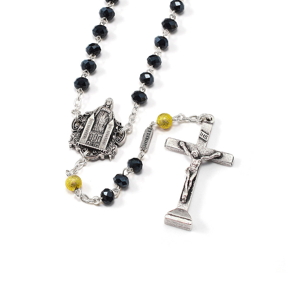 Medjugorje Queen of Peace Rosary, Black Crystal