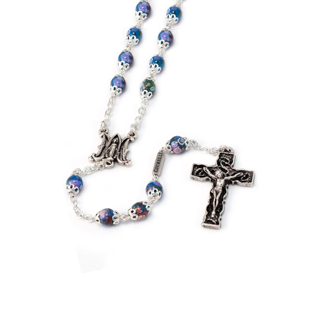 Annunciation Rosary, Silver &amp; Bohemian Glass